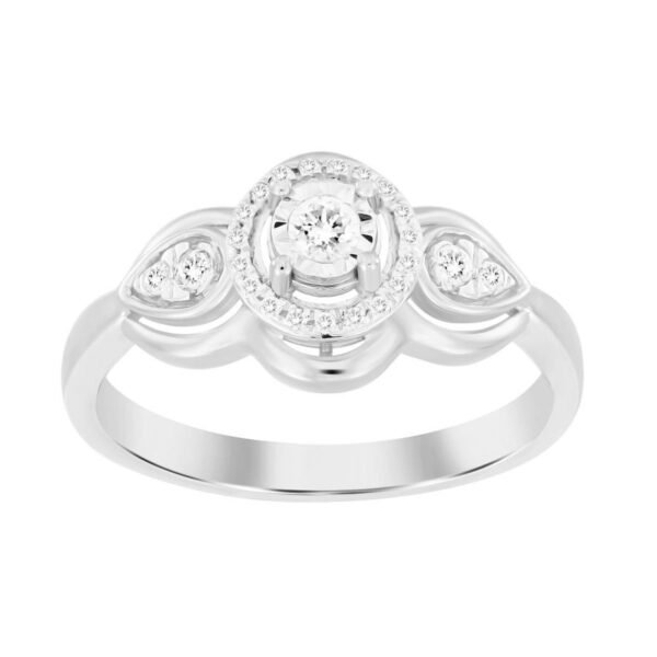 LADIES RING 1/5 CT ROUND DIAMOND 10K WHITE GOLD