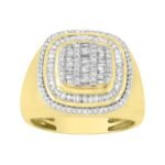 MEN'S RING 1 CT ROUND DIAMOND 10K YELLOW GOLD
