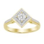 LADIES RING 1/4 CT ROUND/BAGUETTE DIAMOND 10K YELLOW GOLD