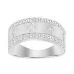 MEN'S BANDS 1 CT ROUND DIAMOND 10K WHITE GOLD