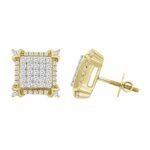 MEN'S EARRING 1 CT ROUND DIAMOND 10K YELLOW GOLD