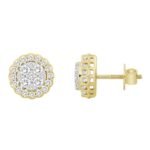 MEN'S EARRING 1 CT ROUND DIAMOND 10K YELLOW GOLD