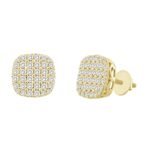 MEN'S EARRING 1 CT ROUND DIAMOND 14K YELLOW GOLD