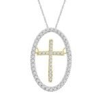 LADIES PENDANT 1/5 CT ROUND DIAMOND 10K WHITE / YELLOW GOLD