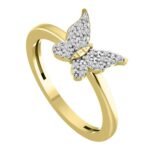 LADIES RING 1/10 CT ROUND DIAMOND 10K YELLOW GOLD