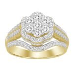 LADIES RING 1 CT ROUND/BAGUETTE DIAMOND 10K YELLOW GOLD