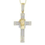 MEN'S CROSS 1/2 CT ROUND DIAMOND 10K YELLOW GOLD