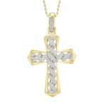 MEN'S CROSS 1/2 CT ROUND DIAMOND 10K YELLOW GOLD