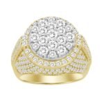 MEN'S RING 3 1/2 CT ROUND DIAMOND 10K YELLOW GOLD