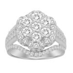 LADIES RING 2 CT ROUND/BAGUETTE DIAMOND 10K WHITE GOLD