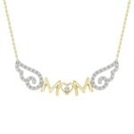 LADIES NECKLACE WITH CHAIN 1/10 CT ROUND DIAMOND 10K YELLOW GOLD