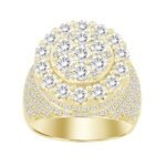 MEN'S RING 4 1/20 CT ROUND DIAMOND 14K YELLOW GOLD