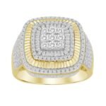 MEN'S RING 1 CT ROUND/BAGUETTE DIAMOND 10K YELLOW GOLD