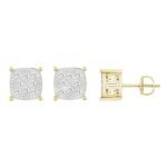 MEN'S EARRING 1/4 CT ROUND  DIAMOND 10K YELLOW GOLD