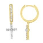 LADIES HOOPS 1/2 CT ROUND DIAMOND 10K YELLOW GOLD