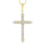 MEN'S CROSS 1/6 CT ROUND DIAMOND 10K YELLOW GOLD