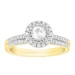 LADIES BRIDAL RING SET 1 CT ROUND DIAMOND 10K YELLOW GOLD