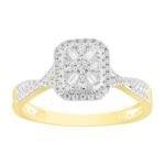 LADIES RING 1/4 CT ROUND/BAGUETTE DIAMOND 10K YELLOW GOLD