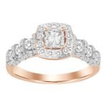 LADIES RING 1 CT ROUND DIAMOND 14K ROSE GOLD