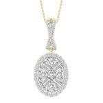 LADIES PENDANT 1/5 CT ROUND/BAGUETTE DIAMOND 10K YELLOW GOLD