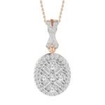 LADIES PENDANT 1/5 CT ROUND/BAGUETTE DIAMOND 10K ROSE GOLD