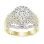 LADIES RING 1 CT ROUND/BAGUETTE DIAMOND 10K YELLOW GOLD