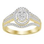 LADIES RING 1/2 CT ROUND/BAGUETTE DIAMOND 10K YELLOW GOLD