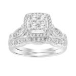 LADIES BRIDAL RING 1/2 CT ROUND DIAMOND 10K WHITE GOLD