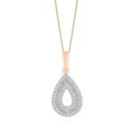 LADIES PENDANT 1/4 CT ROUND/BAGUETTE DIAMOND 10K ROSE GOLD