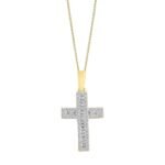 LADIES PENDANT 1/4 CT ROUND/BAGUETTE DIAMOND 10K YELLOW GOLD