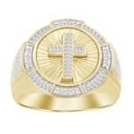 MEN'S RING 1/2 CT ROUND/BAGUETTE DIAMOND 10K YELLOW GOLD