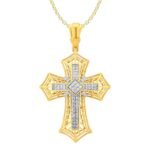 MEN'S PENDANT 1 CT ROUND DIAMOND 14K YELLOW GOLD