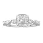 LADIES RING 1/6 CT ROUND DIAMOND 10K WHITE GOLD