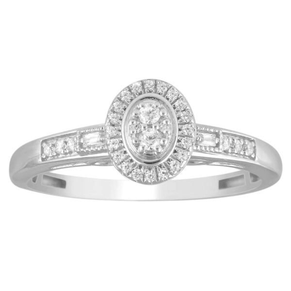 LADIES RING 1/6 CT ROUND DIAMOND 10K WHITE GOLD