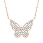 LADIES PENDANT 1/4 CT ROUND/BAGUETTE DIAMOND 10K ROSE GOLD