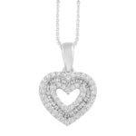 LADIES PENDANT 1/4 CT ROUND/BAGUETTE DIAMOND 10K WHITE GOLD