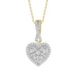 LADIES PENDANT 1/5 CT ROUND/BAGUETTE DIAMOND 10K YELLOW GOLD