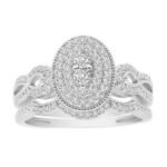 LADIES BRIDAL RING SET 1/4 CT ROUND DIAMOND 10K WHITE GOLD