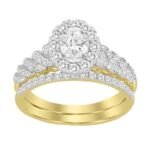 LADIES BRIDAL RING SET 1 CT ROUND DIAMOND 14K YELLOW GOLD