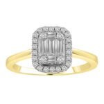 LADIES RING 3/8 CT ROUND/BAGUETTE DIAMOND 14K WHITE GOLD