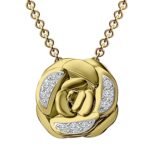 LADIES NECKLACE 1/6 CT ROUND DIAMOND 10K YELLOW GOLD