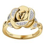 LADIES RING 1/6 CT ROUND DIAMOND 10K YELLOW GOLD