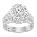 LADIES BRIDAL RING SET 2 CT ROUND/ROUND DIAMOND 14K WHITE GOLD