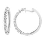 LADIES HOOPS 1/2 CT ROUND DIAMOND 10K WHITE GOLD