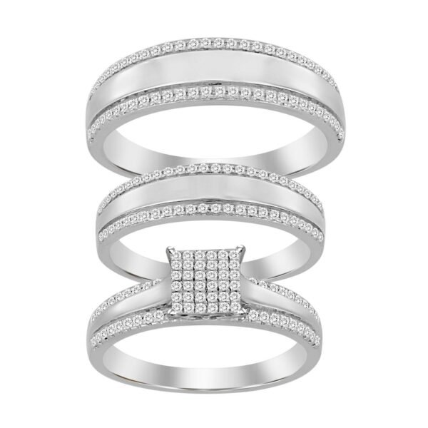 LADIES TRIO SET 1/2 CT ROUND DIAMOND 10K WHITE GOLD