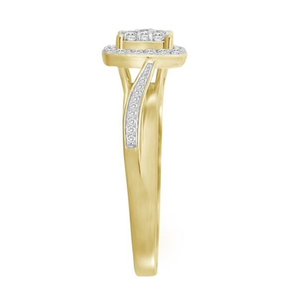 LADIES RING 1/4 CT ROUND DIAMOND 10K YELLOW GOLD - Image 3
