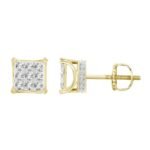 MEN'S DIAMOND EARRINGS 1/4 CT ROUND DIAMOND 10K YELLOW GOLD