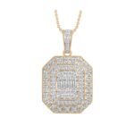 LADIES PENDANT 1/2 CT ROUND/BAGUETTE DIAMOND 10K ROSE GOLD
