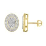 LADIES EARRING 1/2 CT ROUND/BAGUETTE DIAMOND 10K YELLOW GOLD