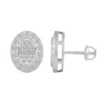 LADIES EARRING 1/2 CT ROUND/BAGUETTE DIAMOND 10K WHITE GOLD